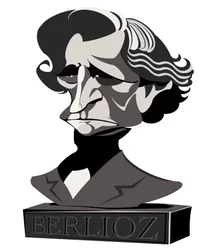 Hector Berlioz, compositore francese (1803-69), caricatura in mezzatinta come busto, 2010